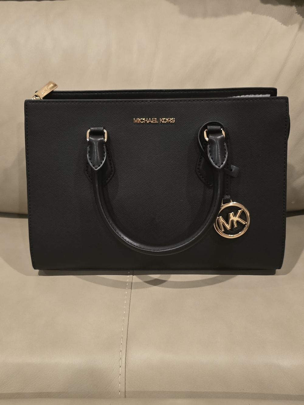 Michael Kors Black Sheila Satchel with Gold Hardware - Picture 2 of 3